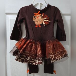 Toddler girls Rare Editions Thanksgiving outfit, 18 months
